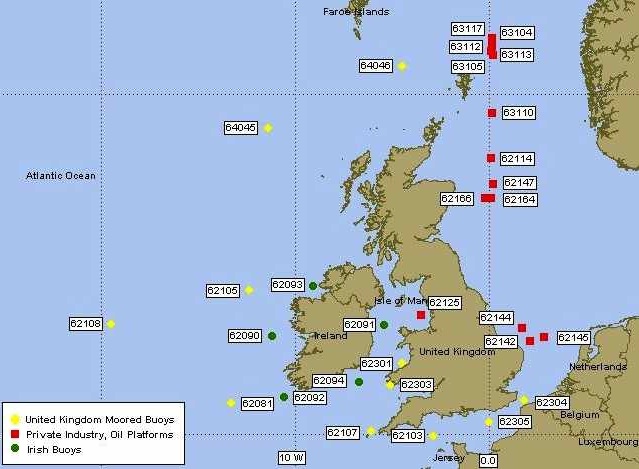 Mesomap of nearby weather buoys